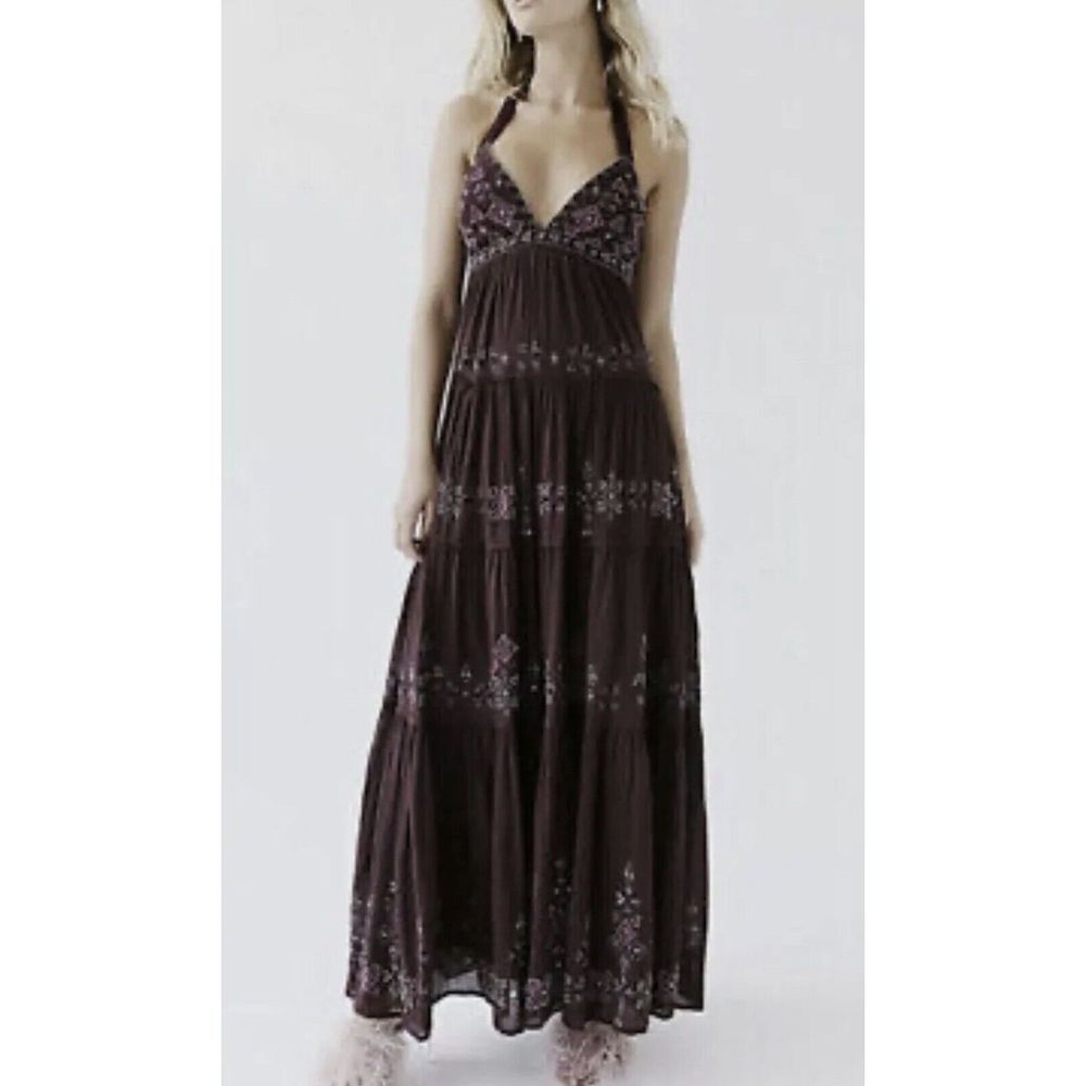 NWT Free People Glitter Me Timbers Gown Beaded Embroidered Dress Size S